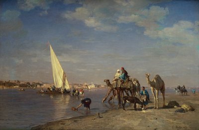 Scene ved Nilen af Leon Auguste Adolphe Belly