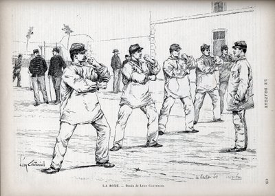 La Boxing - French Armees - tegning af Leon Couturier (1842-1935) - til "" Flaget" - Monitor of the League of Patriotes" - 22. august af Leon Antoine Lucien Couturier
