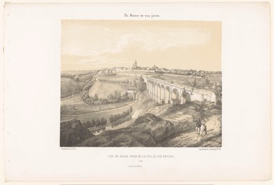 Udsigt over Dinan og viadukten over floden Rance Vue de Dinan-prisen de la Vallée des Noyers (titel på objekt) Contemporary France (serietitel) La France de nos jours (serietitel på objekt) af Leon Auguste Asselineau