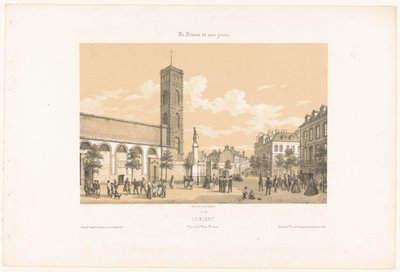 Udsigt over Place Bisson i Lorient lorient. Vue de la place Bisson (titel på objekt) Contemporary France (serietitel) La France de nos jours (serietitel på objekt) af Leon Auguste Asselineau