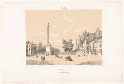 Udsigt over Place Maréchal-Foch og Cours Saint-Pierre i Nantes Nantes. Cours St. Pierre (titel på objekt) Contemporary France (serietitel) La France de nos jours (serietitel) af Leon Auguste Asselineau