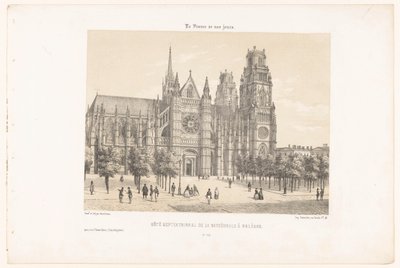 Udsigt over Orleans-katedralen (nordsiden) Côté septentrional de la cathédrale à Orléans (titel på objektet) Contemporary France (serietitel) La France de nos jours (serietitel på objekt) af Leon Auguste Asselineau