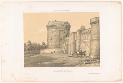 Udsigt over et af tårnene på slottet Dinan Le château de Dinan (titel på objekt) Contemporary France (serietitel) La France de nos jours (serietitel på objekt) af Leon Auguste Asselineau