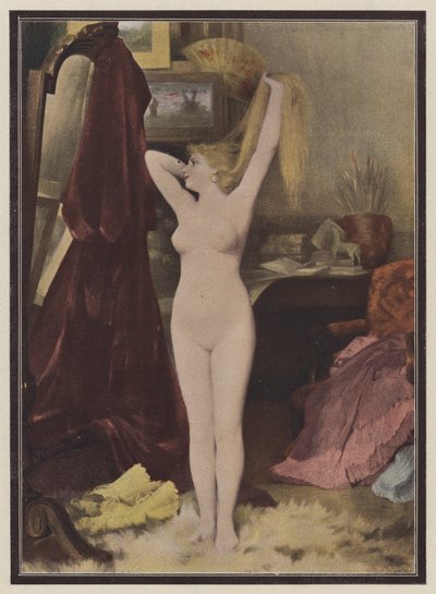 Modellen (farve litho) af Leon Auguste Cesar Hodebert