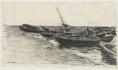 Både på stranden, ca. 187481. af Leon Augustin Lhermitte