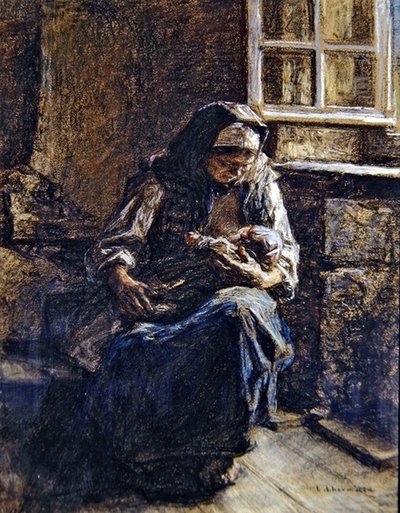 Mor ammer sit barn af Leon Augustin Lhermitte