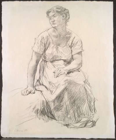 Siddende Bondekone, ca. 1885. af Leon Augustin Lhermitte