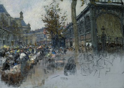 Studie for Les Halles, 1893 (pastel på kort) af Leon Augustin Lhermitte