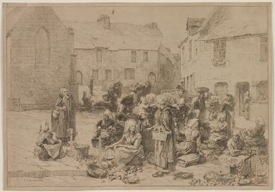 Æblemarkedet i Landerneau af Leon Augustin Lhermitte