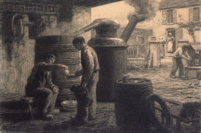 Destilleriet; The Tasters of Eau-de-Vie-de-Marc eller The Still, c.1872 af Leon Augustin Lhermitte