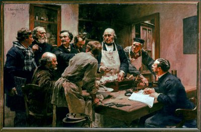 Une Lecon De Claude Bernard (olie på lærred) af Leon Augustin Lhermitte