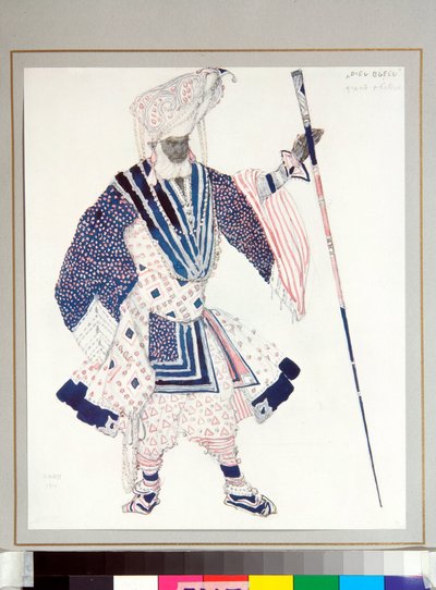 Ballets russes: ""Storepræst"" Kostume designet af Leon Bakst (1866-1924) til balletten ""Le dieu Bleu"" af Michel Fokine af Leon Bakst