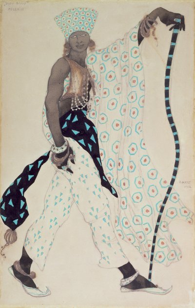 Kostumedesign til `Le Pelerin: Blue God, 1912 af Leon Bakst