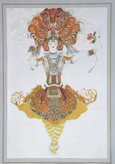 Kostumedesign til Tamara Karsavina i balletten The Firebird L