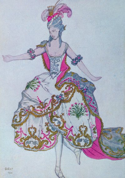Kostumedesign til The Fairy Carnation, fra Tornerose af Leon Bakst