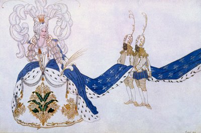 Kostumedesign til The Queen and Her Pages, fra Tornerose, 1921 af Leon Bakst