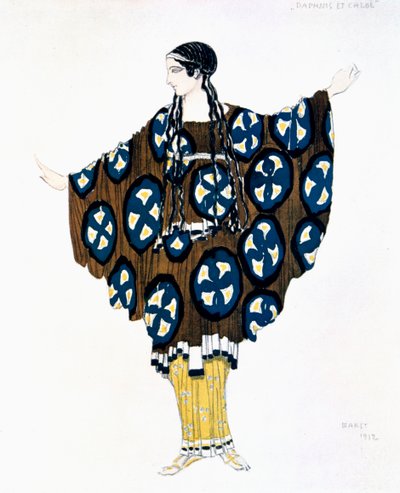 Kostumedesign til en Ballets Russes-produktion af Ravels Daphnis et Chloe, 1912 af Leon Bakst