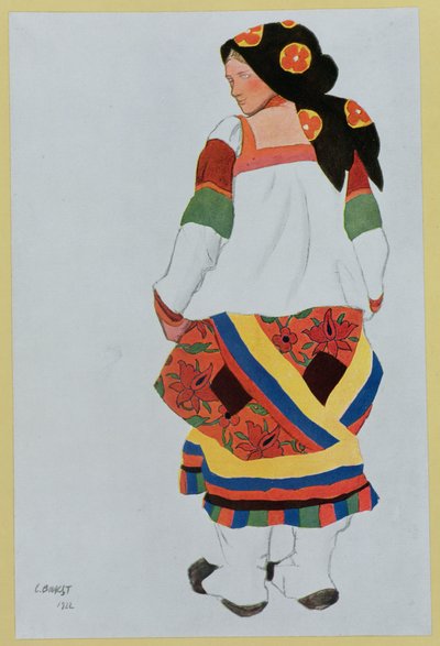 Kostumedesign til en bondepige af Leon Bakst