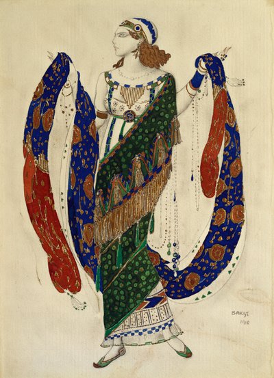 Kostumedesign til en danser fra "Cleopatra", 1910 af Leon Bakst