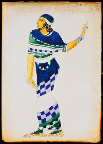Kostumedesign til en musiker af Leon Bakst