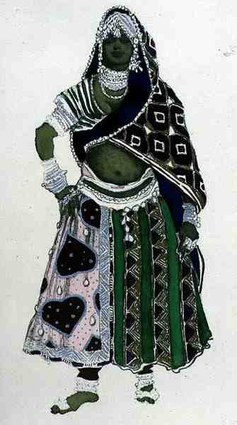 Kostumedesign til en arabisk pige, fra Le Dieu Bleu af Leon Bakst