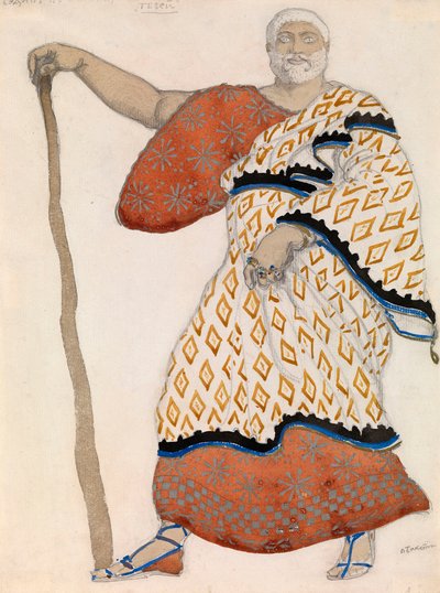 Kostumedesign til drama Oedipus at Colonus af Sophocles af Leon Bakst
