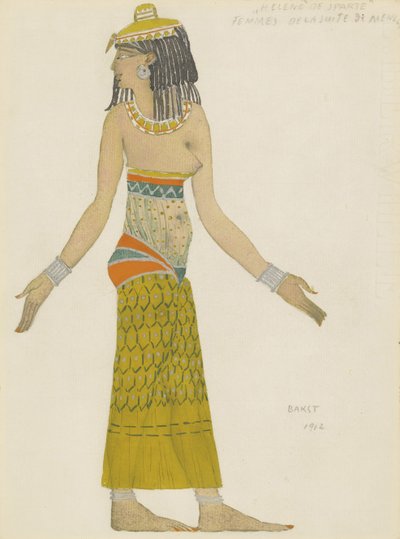 Kostumedesign til balletten Hélène de Sparte af E. Verhaeren og D. de Séverac af Leon Bakst