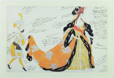Kostume til Lady and her Page, til Diaghilev ballet (wc) af Leon Bakst