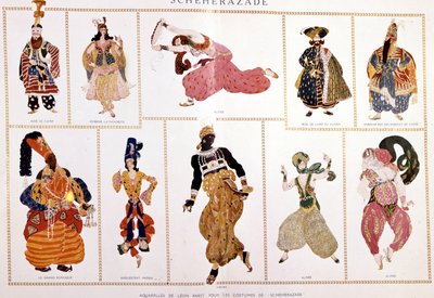 Kostumer til "" Queen""" (Sheherazade). af Nicholas (Nicholas) Rimsky Korsakov (Rimsky-Korsakov) (1844-1908), instrueret af Leo Bakst. af Leon Bakst