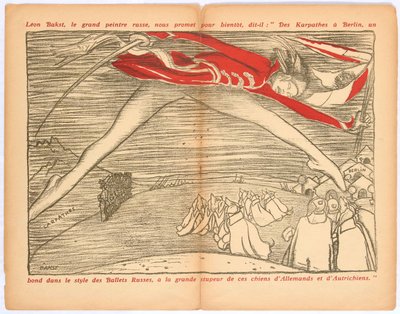 Fra Karpaterne til Berlin, et spring i stil med de russiske balletter..., ca. 1915. af Leon Bakst