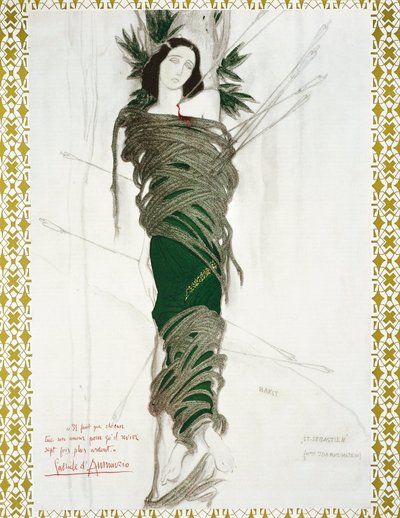 Frankrig, Scene til Claude Debussys Martyrium of St. Sebastian, Autografisk note af G. D