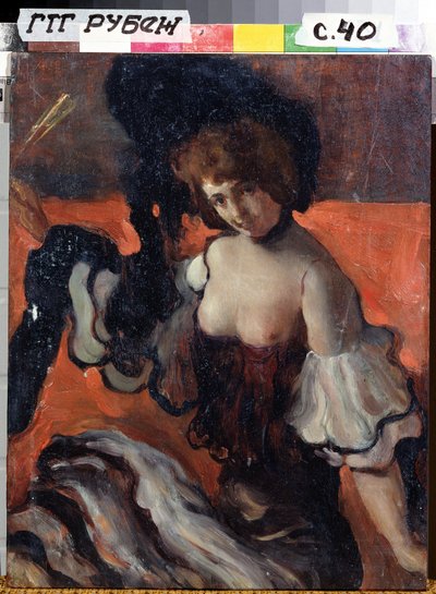 På en restaurant, dame i sort af Leon Bakst