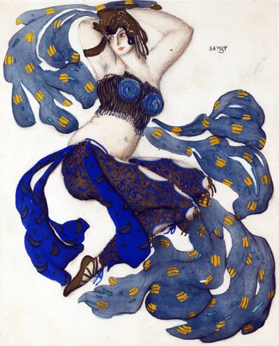 Odalisque. Kostumedesign til balletten Sheherazade af N. Rimsky-Korsakov - Bakst, Leon (1866-1924) - 1910 - Akvarel, Gouache på papir - 33x28 - Privat samling af Leon Bakst