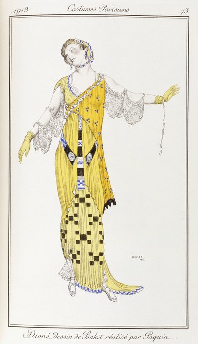 Parisisk tøj: Dione-tegning af Bakst udført af Paquin, 1913 af Leon Bakst