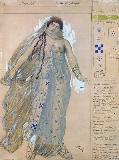 Phaedra. Kostumedesign til dramaet Hippolytus af Euripides, 1902 af Leon Bakst