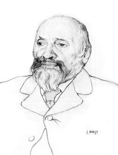 Portræt af den russiske komponist Mily Balakirev, 1907. af Leon Bakst