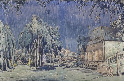 Scenedesign til balletten Les Papillons af Robert Schumann af Leon Bakst