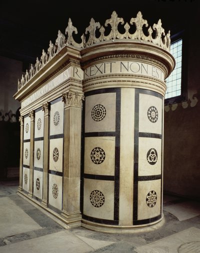 Det lille gravtempel i Capella Rucellai, 1467 (marmor) af Leon Battista Alberti
