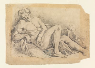 Tegning, Den sovende Bacchus (efter Poussin), 1886-92 af Leon Dabo