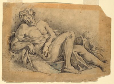 Tegning, Den sovende Bacchus (efter Poussin), 1886-92 af Leon Dabo