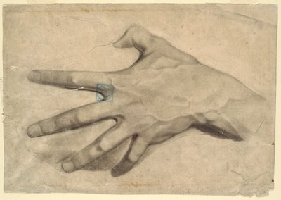 Tegning, studie af en hånd, 1881-92 af Leon Dabo
