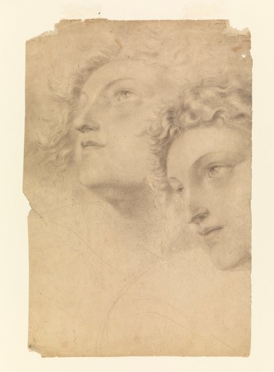 Tegning, To kvindehoveder, 1886-92 af Leon Dabo
