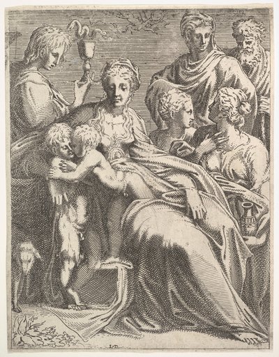Jomfru og barn med hellige, ca. 1550-56. af Leon Davent