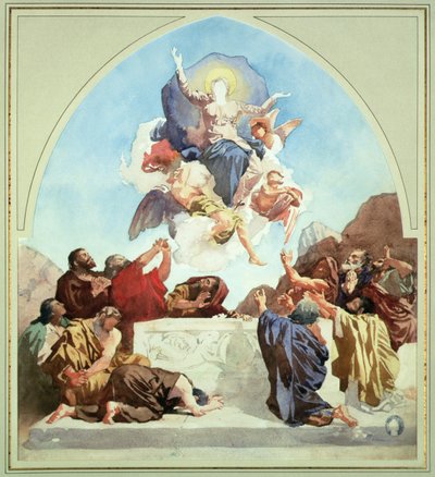 Studie til The Assumption of the Virgin (blyant og akvarel på papir) af Leon Joseph Florentin Bonnat