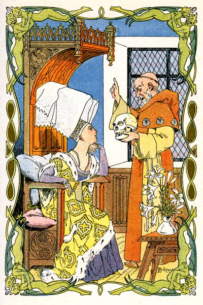 Frere Jean Turelure til stede ved Dame Violante une tete de mort af Leon Lebegue