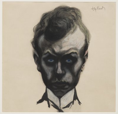 Selvportræt, ca. 1903 (pensel & sort blæk og pastel på cremevævet papir) af Leon Spilliaert