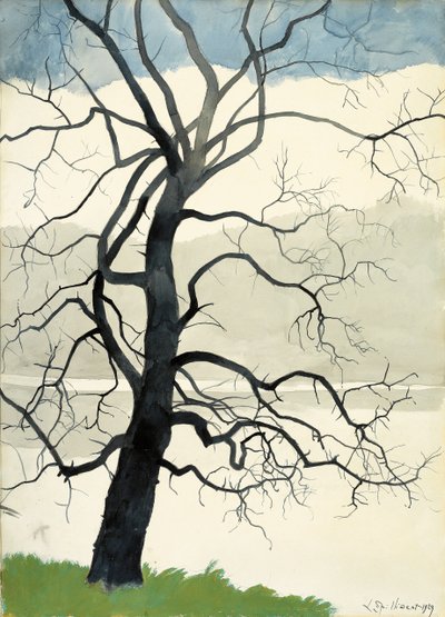 Solitært træ ved kanten af dammen af Leon Spilliaert