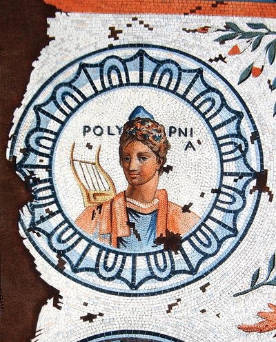 Polymnia, Muse of Sacred Song, Sang, Oratorium og Retorik (farvegravering) af Leon de (after) Laborde