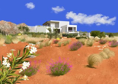 Stavros, Kreta, 2025 (digitalt maleri) af Leona Tsiara