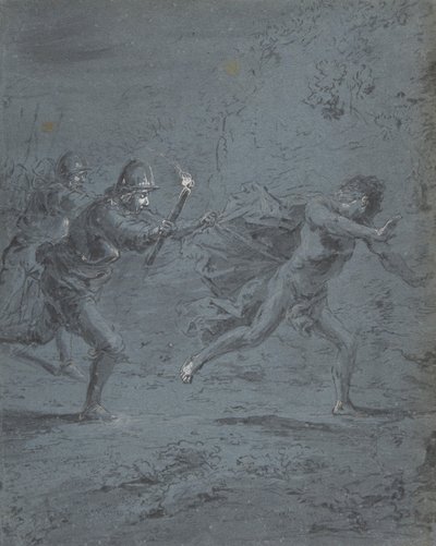 Natscene med soldater, der jagter en flygtning Mark XIV, 5-52, 1611-74. af Leonard Bramer